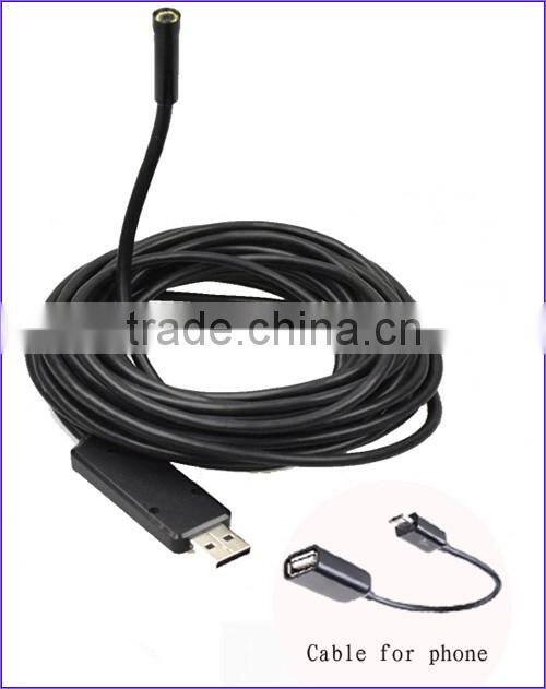Portable diameter 5.5mm Cable length 5m Waterproof snake tube driver usb mini endoscope camera