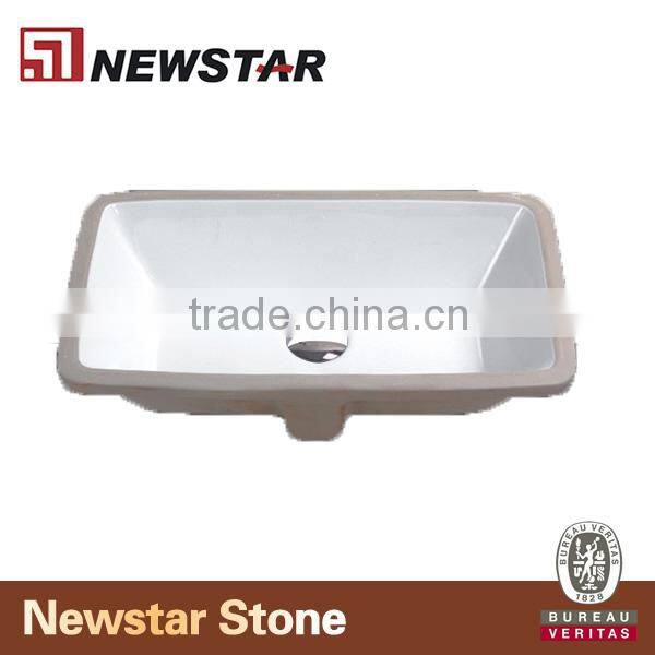 rectangle bathroom undermount ceramic sink with overflow hole