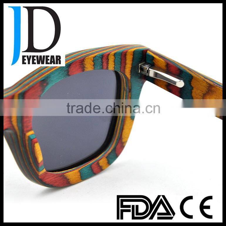 High Quality Colorful Skateboard Wood Retro Style wooden sunglasses