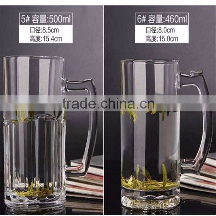 Promotional Custom Design Tall Glass Beverage/Glass Beer Mug With Handle