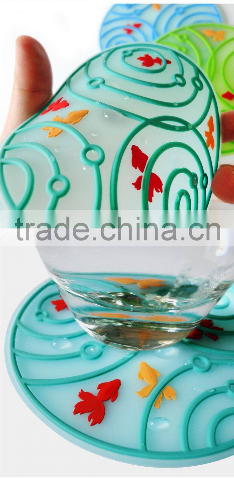 Goldfish Coasters, cup coaster, silicone Coaster,custom silicone drink coasters
