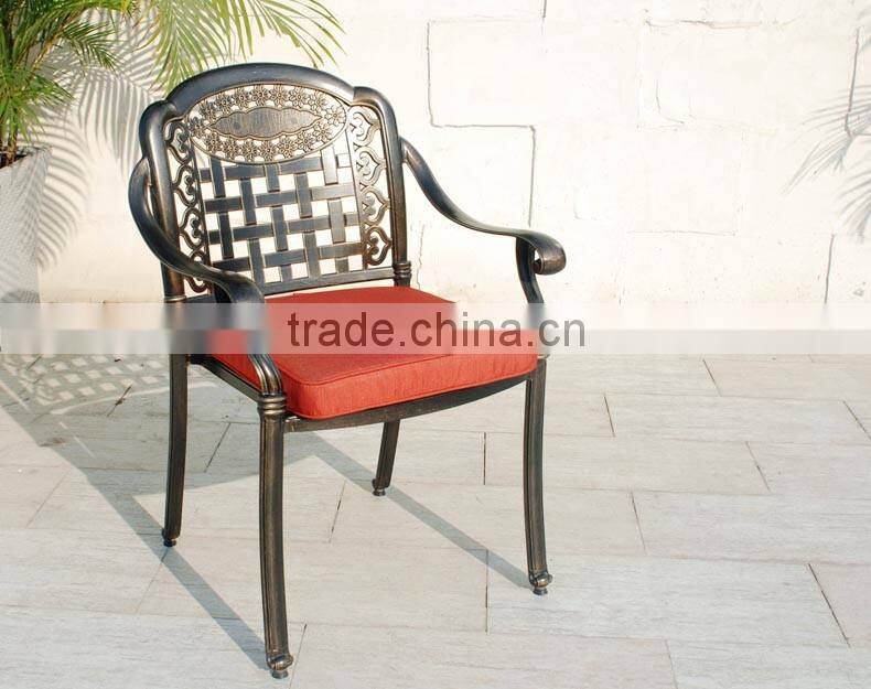 2016 New Design Cast Aluminum 5-Piece Dining Set with Seat Cushions and Round Dining Table, Antique Bronze Finish