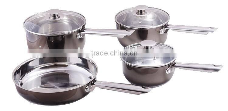 Hot item red color 7pcs cookware set stainless steel cookware kitchen ware set