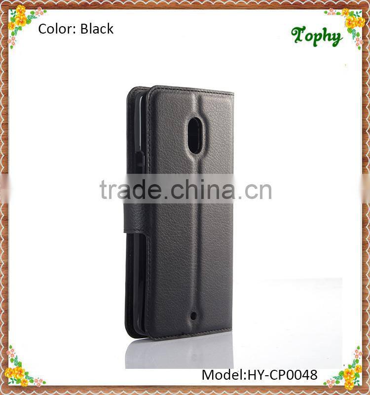 Black PU Leather + PC Litchi Pattern Wallet Card Stand Cover Holster Phone Sets Magnetic Flip Case For Motorola X Play