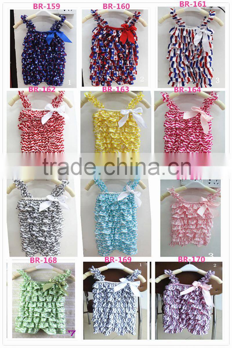 Hot sale Fashion/ Pretty/ Soft Ruffled Rompers Baby Sleeveless Rompers/ Bodysuit Best Posh Petti Ruffle Lace And Satin Rompers