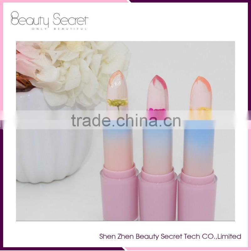 Hot sale tmperature change 3 colors jelly flower lipstick customize private label lipstick
