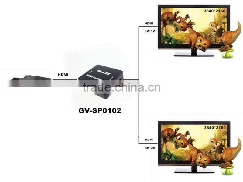 4K*2K MINI HDMI Splitter 1x2 ,1.4V HDMI splitter support 3D 2 in 1 out