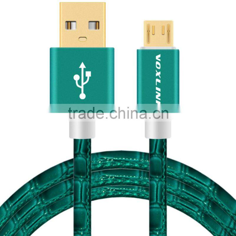 VOXLINK colorful 5v 2a gold plated 2m Crocodile USB typc c Charger Cable for macbook
