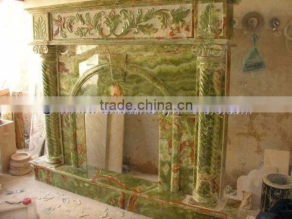 MODERN DESIGN AFGHAN GREEN JADE ONYX FIREPLACES