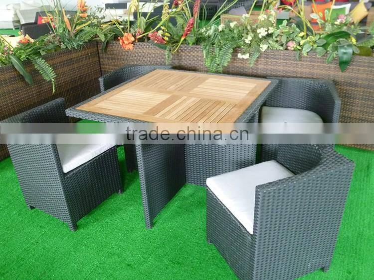 Rattan Furniture Wooden Dining Table Set