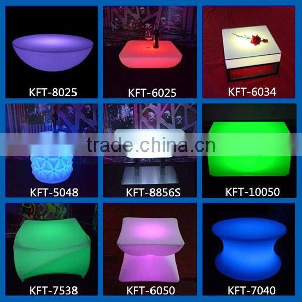 plastic material led light up furniture height adjustable cocktail table