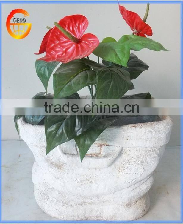 Fiber glass garden flower pot with rust metal effect