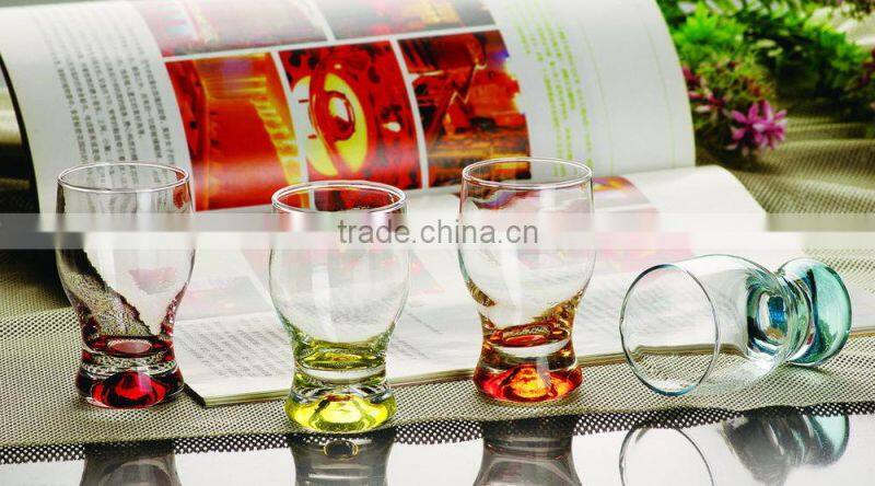 6pcs drinking water glass with colors on bottom