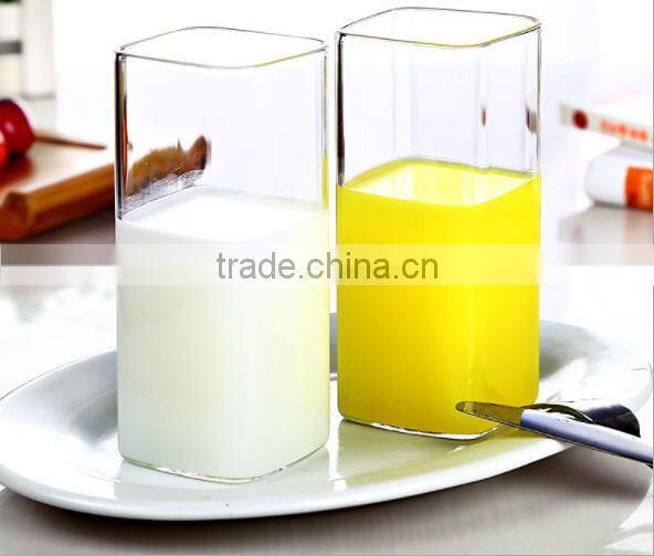 Iced Beverage Glasses Cups ,Capacity: 13-Oz / 400 ml, square shaped, borosilicate glass