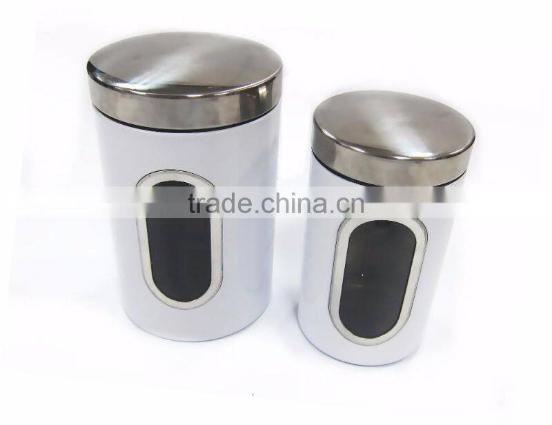 Multi-purpose White Stainless Steel Kitchen Storage Jar Set