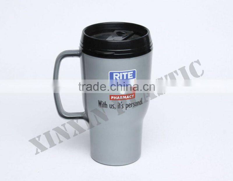 plastic coffee mug cup plastic double wall travel car mug for promotion