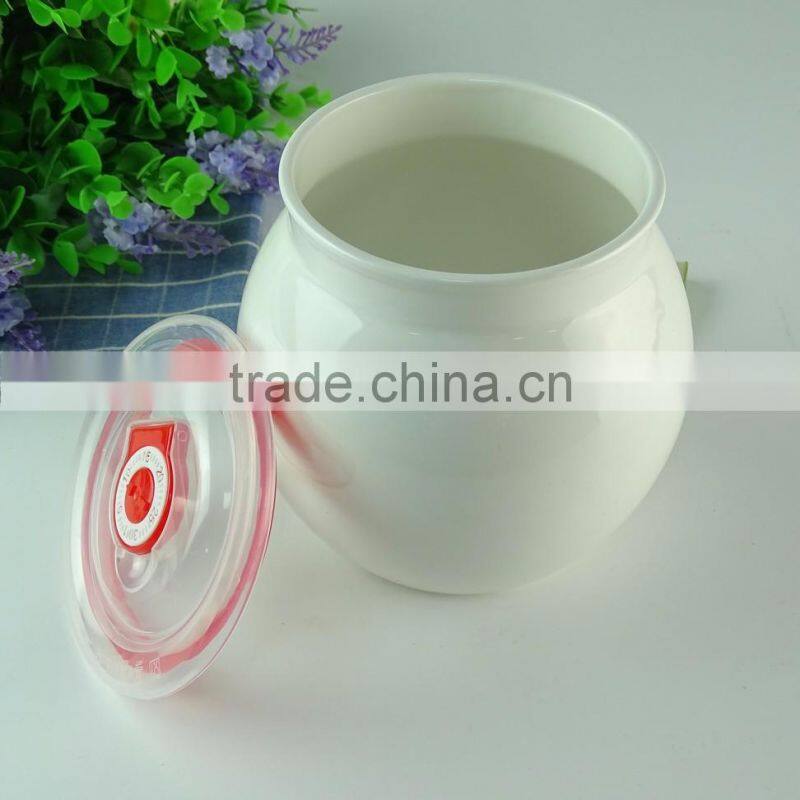 White Chinese style home ceramic salt & sugar pot with lid, flower decal printing