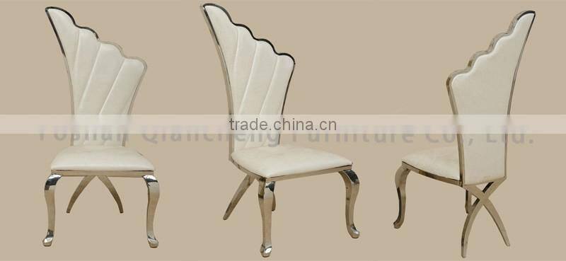 wings shape white wedding chair stainless steel legs