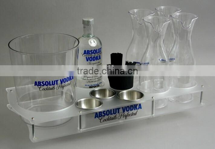 Cheap price popular acrylic bar service bottle tray