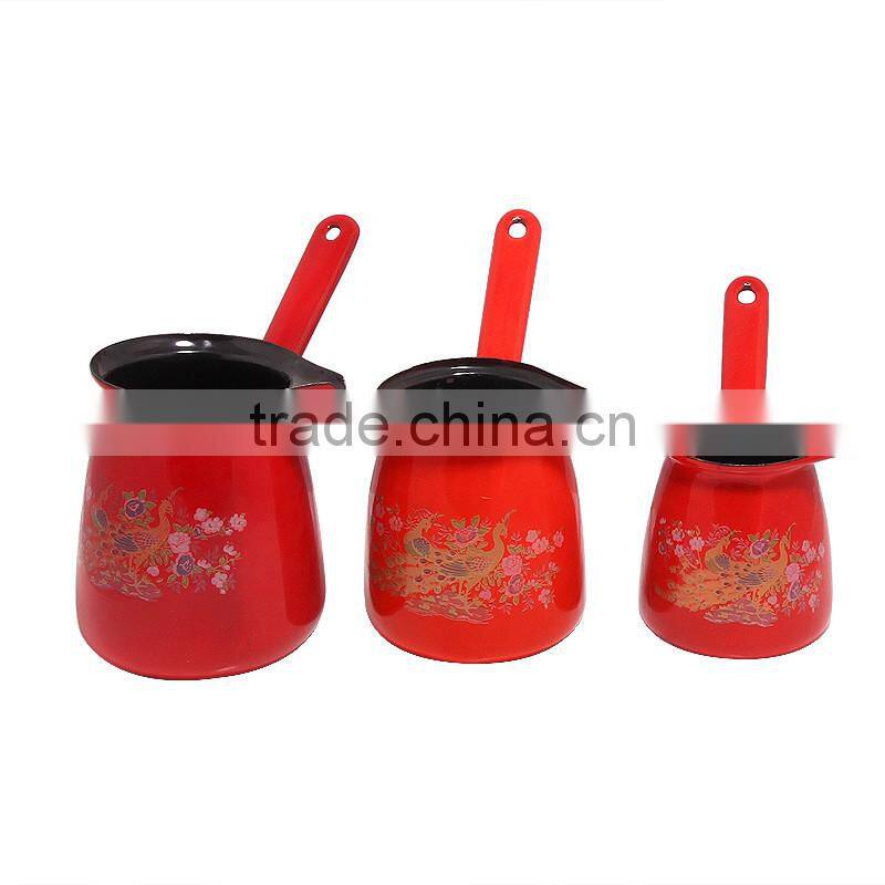 Red color enamel coffee pot/coffee jug with long handle