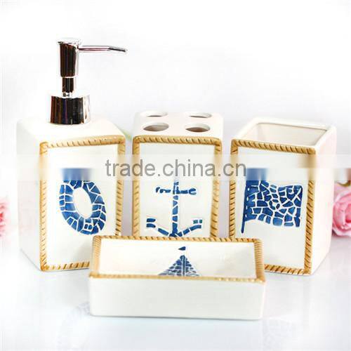 new ceramic bathroom set with sea pattern