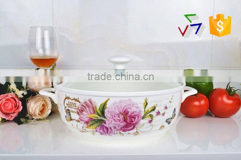 10" porcelain pot suitable for microwave oven with glass lid