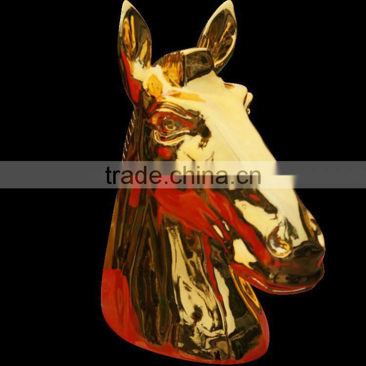 Fiberglass electroplate horse head sculpture statue
