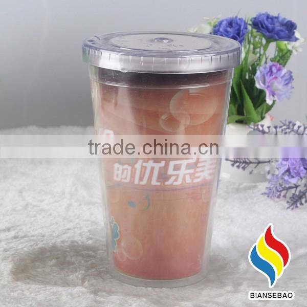 16oz double wall plastic color changing mug hot cold