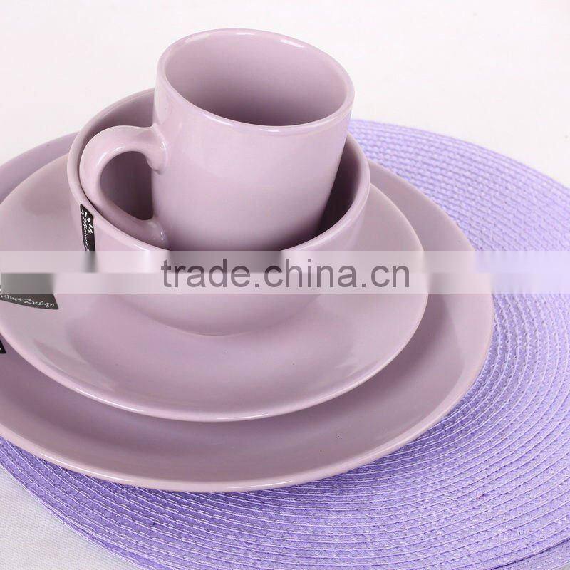 plastic woven round purple placemat