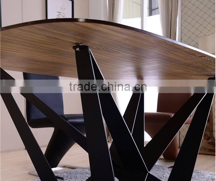 new fashion Italian modern furniture private custom made wood /glass top metal dining table fashion leather chair dining set