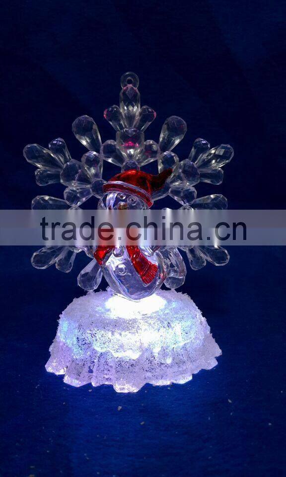 new style led rbg light acrylic artificial christmas snowflake snowman