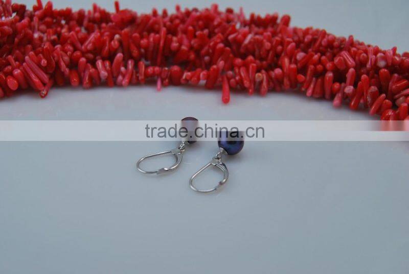 AAA 7-8mm Raindrop Freshwater pearl Earrings with silver clasp