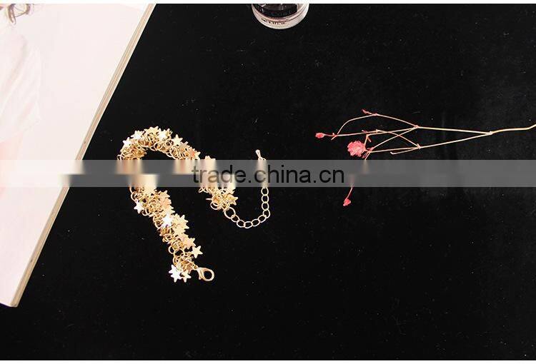 layered gold tiny stars charms bracelet gold stars chain bracelet