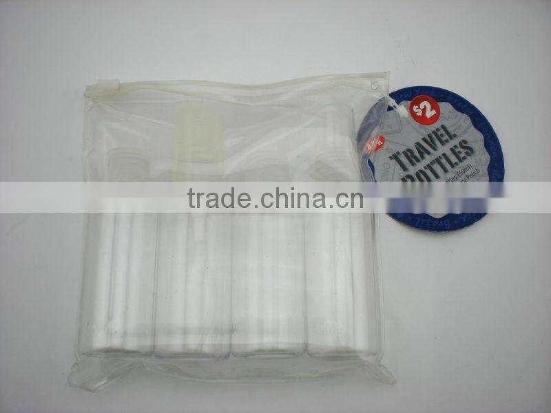 4PK plastic travel bottles with handy pouch
