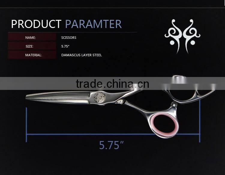 GU-575G JC158 High quality damascus layer steel hair cutting scissors with beautiful finger