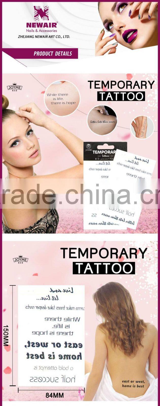 NEWAIR 4 colors printing water transfer kids glitter tattoos