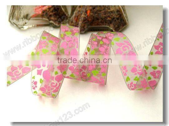 printed organza ribbon fabric painting flowers