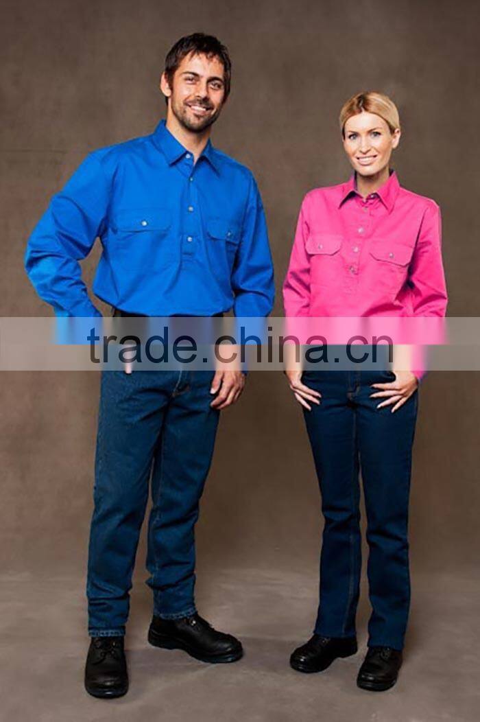COTTON WORKIng UNIFORM OPEN FRONT LONG SLEEVE WORKWEAR SHIRTS FOR MEN