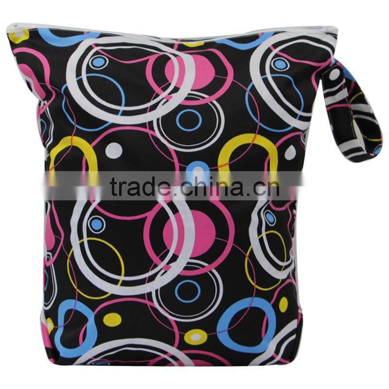New design baby Cloth diaper zipper wetbag,washable and reusable double pocket cloth nappy bag
