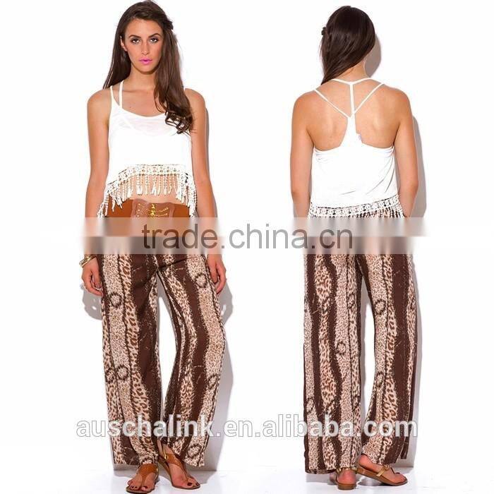 new style fashion animal print boho wide leg women's pants