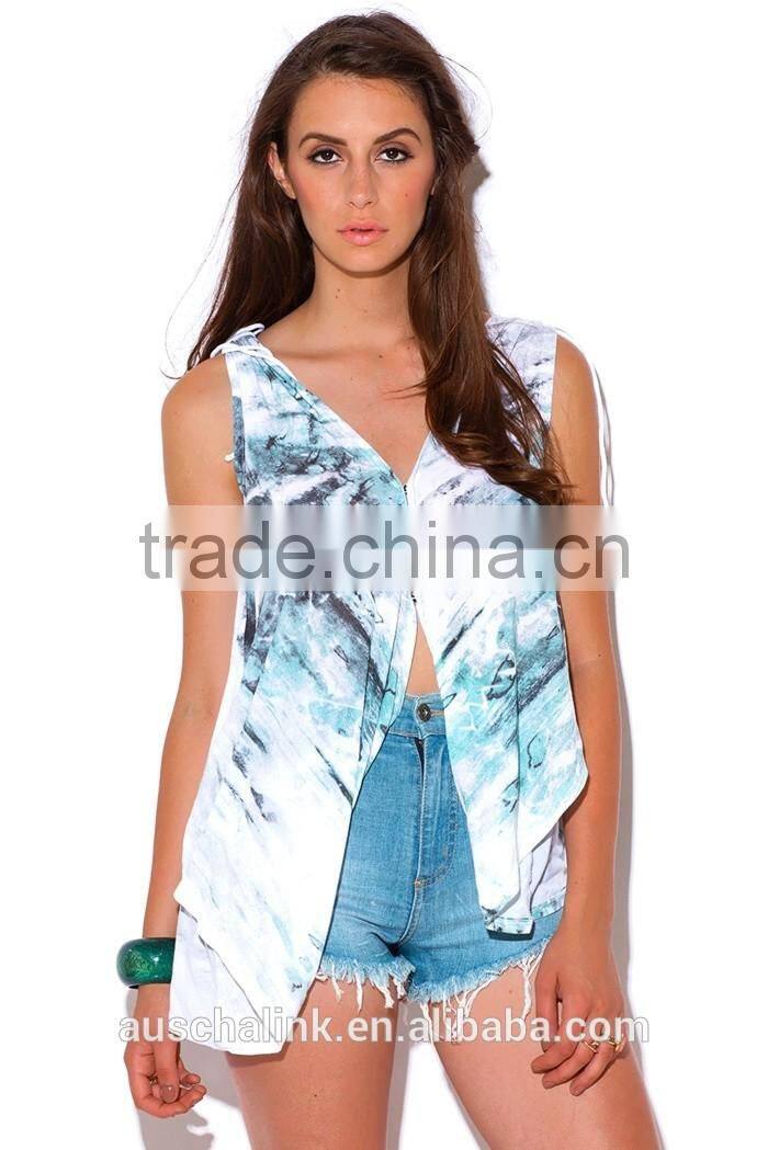 wholesale sublimation graphic print V neck tank top