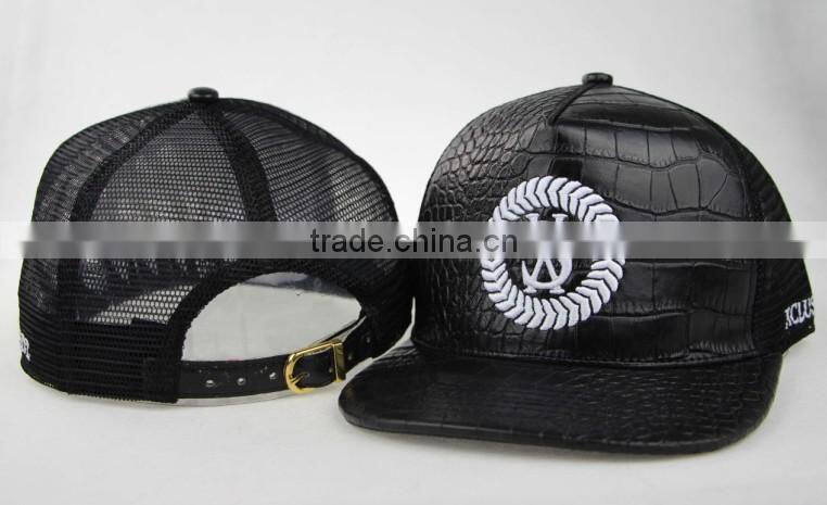 Wholesale Customsize Caps And Hats, Leather Mesh Caps And Hats, Embroidery Logo Caps And Hats With Leather Strap