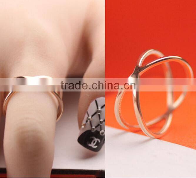 New fashion 925 sterling silver X ring gold rose gold silver ring zircon stones