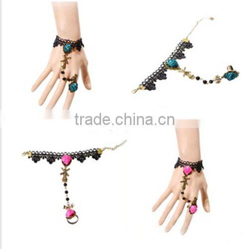 Festival jewelry set American elegant red diamond bracelet and ring set