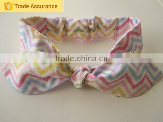 Chevron and polka dot baby girls cotton headband bowknot headwrap
