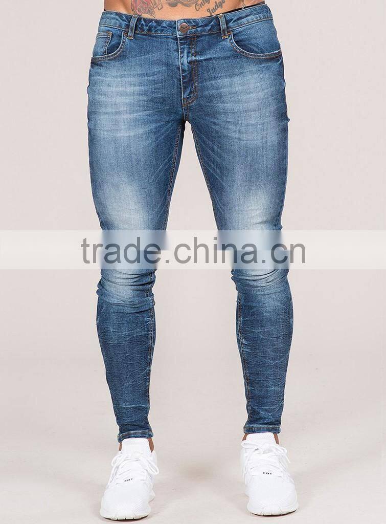 Bleach Wash Denim Jeans, Skinny Jean Trousers for man