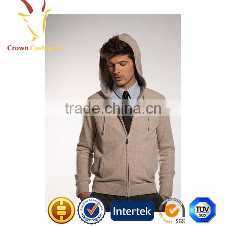 High Quality Men Cashmere Zip Hooded Sweater