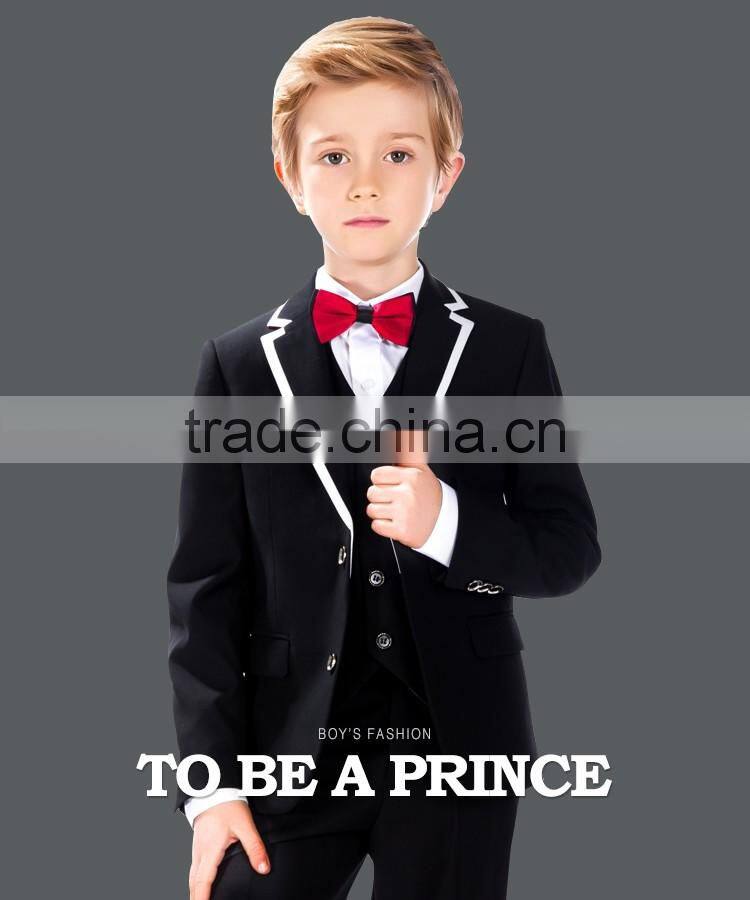 2016 Fashion ELPA black high quality tailor made boys formal wear school uniform suits OEM