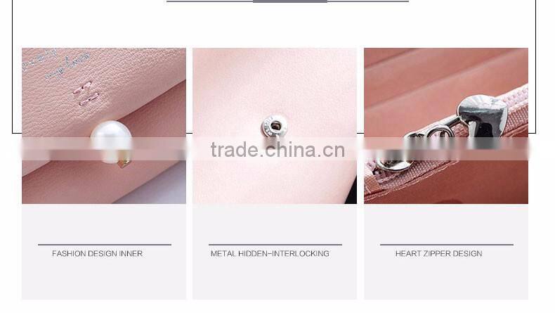 Fashion Pearl Korean Style Women Wallet PU Long Clutch Wallet Lady Clutch Coin Pocket Card Holder