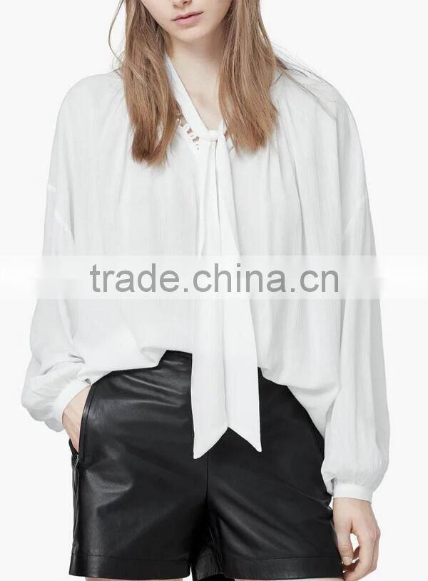 Runwaylover EY2356B Hot Sale 2017 Ladies Elegant Stand Collar Loose Blouse